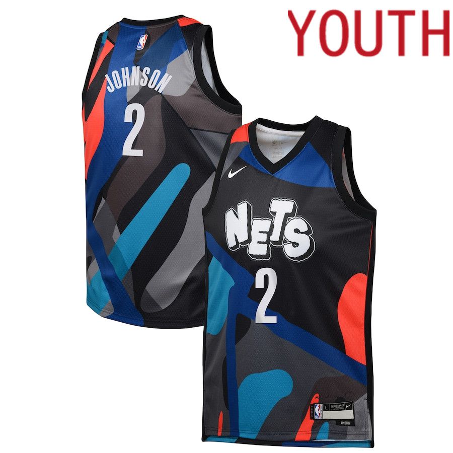 Youth Brooklyn Nets 2 Cameron Johnson Nike Black City Edition 2023-24 Swingman Replica NBA Jersey